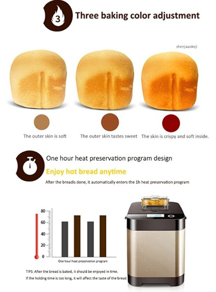 Automatic Breadmaker Machine 1.5 Lb Digital Bread Maker with 18 Preset Functions & Automatic Ingredients Dispenser LCD Display 13-Hour Delay Timer 450W,Brown - TMNTYSFI