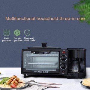 ZJN-JN Breadmakers 3-in-1 Retro Family Breakfast Station Maker Center Multi-Function Coffeemaker with Kettle Electric Toaster Machine Stainless Steel 12L Oven with Timing 30Min Egg Griddle Non-Stick P - GKXF7GEA