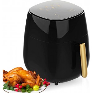 1400W Air Fryer 4.5L Oil Free Black Air Fryers for Home Use with Recipes Cookbook,7 Presets,Timer & Temperature Control,LED Touch Screen for Low Fat Healthy Cooking Oil Free [Energy Class A+++] - VBDTVBSU