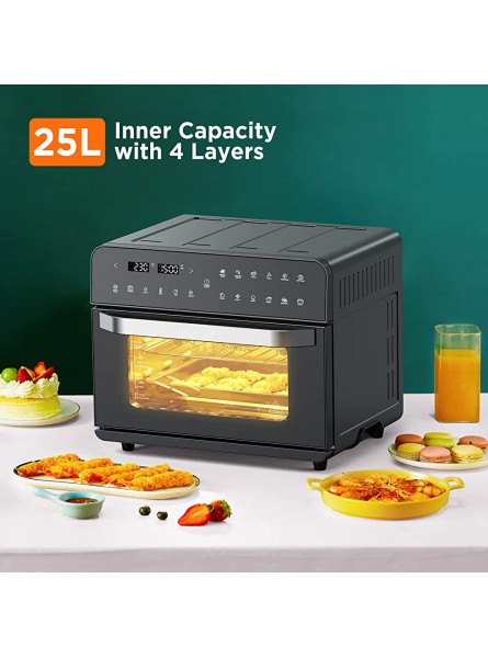 25L Convection Oven Digital Countertop Convection Mini Oven,12 in 1 Multi-function Air Fryer Toaster Oven Combo Electric Oven Stainless Steel Pizza Oven Roast Bake & Dehydration 1800W Black - VOXVBM6D