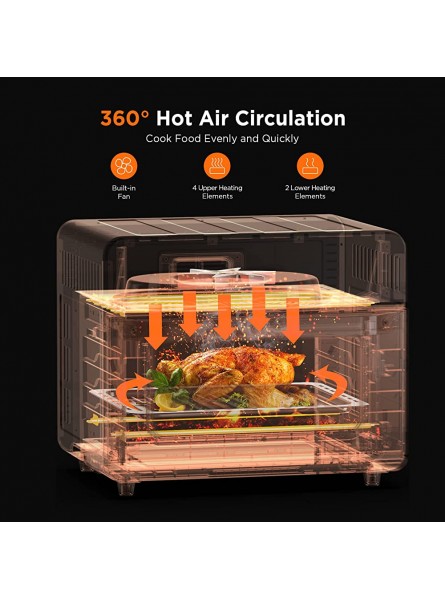 25L Convection Oven Digital Countertop Convection Mini Oven,12 in 1 Multi-function Air Fryer Toaster Oven Combo Electric Oven Stainless Steel Pizza Oven Roast Bake & Dehydration 1800W Black - VOXVBM6D