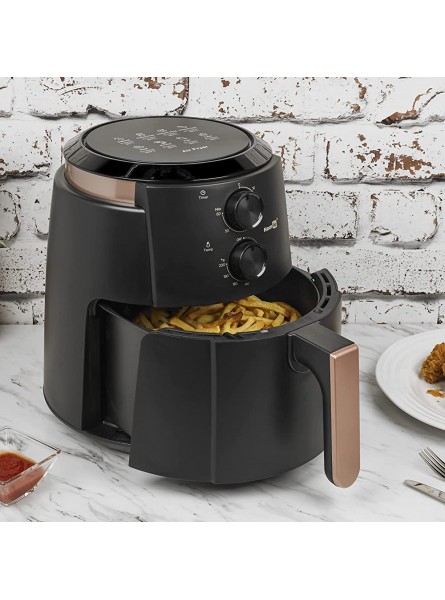 Air Fryer Cooker Extra Large Family Size Homiu 1500W 5L Rapid Air Circulation 60-Min Timer Easy Clean Drip Tray Fry and Bake Oil-Free Cooking Black and Rose Gold - HPDK8IES