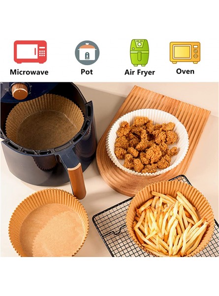 Air Fryer Paper Liner PHUNAT 100 Sheets Non-Stick Oil-Proof Air Fryer Liners Baking Paper for Air Fryer Round Baking Paper Parchment Pad for Microwave Steamer Oven Cooker - AMNXU413