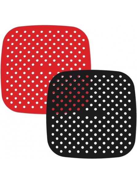 Chihutown 2 Pieces 8.5 Inches Reusable Air Fryer Liners Non-Stick Silicone Air Fryer Mats Silicone Air Fryer Liners Square Air Fryer Heat Resistant Liner for Most Kitchen Air Fryer Black,red - YMZDDNRR