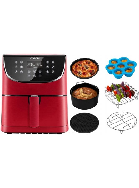 COSORI Air Fryer with 100 Recipes Cookbook,1700-Watt Max XL 5.5 L Digital Touchscreen Air Fryers Oven with 11 Presets Oil Free Hot Cooker Nonstick Basket Red CP158-AF & Air Fryer Accessories Set - KTZNRXN9