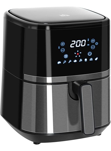 HOMCOM Air Fryers 1500W 4.5L Air Fryers Oven with Digital Display Rapid Air Circulation Adjustable Temperature Timer and Nonstick Basket for Oil Less or Low Fat Cooking Black - IPYBRTA4