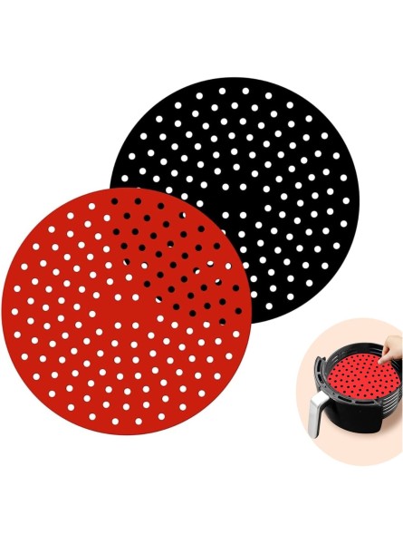 Non-Stick Air Fryer Liners Air Fryer Accessory Set,8 inch Round Reusable Silicone Air Fryer Mats Heat Resistant Steamer Mats Red Black - DGGJ37OI