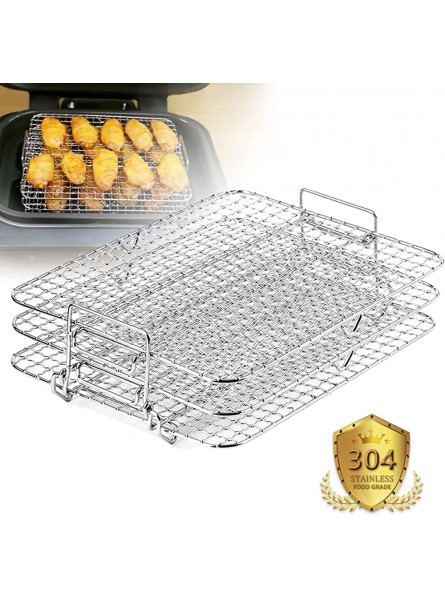 SHUOMAO Air Fryer Rack for Ninja Foodi Grill,Food Safe 304 Stainless Steel Multi-Layer Dehydrator Toast Rack Air Fryer Accessories Compatible wth Ninja Foodi Grill Air Fryer AG551UK AG651UK - GNZZ2O5I