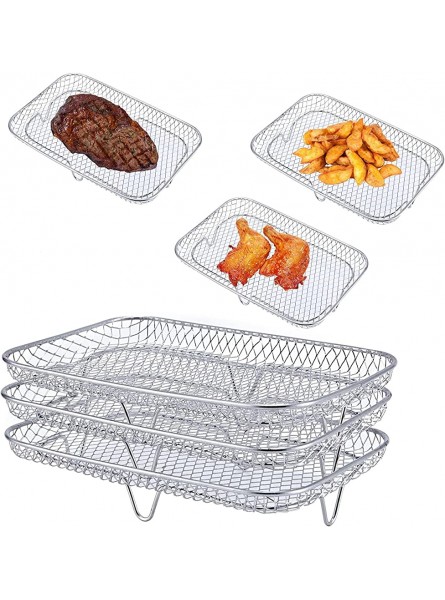 sunflowe 3 Layers Air Fryer Rack for Dual Air Fryer 304 Stainless Steel Dehydrator Multi-Layer Rack Air Fryer Accessories for Ninja DZ201 DZ401 Air Fryer - VJOBPMHQ
