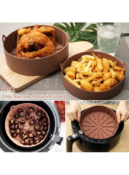 Yius Air Fryer Silicone Pot Safe Air Fryers Replacement Liners Basket Removable Heat Resistan-t Chip Pan Basket Kitchen Tool Dishwasher SafeCoffee - ZCYGYTB8