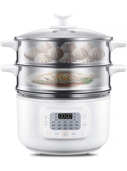 ZHDBD 2-Tier Stainless Steel Food Steamer Electric Steamer with Glass Lid Vegetable Steamer Double Tiered Stackable Baskets with Timer - IXXTR2IB