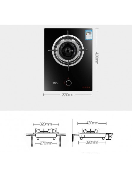 HJJ 4.5KW Gas Stove,Benchtop Embedded Single Cooker,with Flameout Protection,black Tempered Glass Panel，Suitable For Home Kitchen [Energy Class A] Color : 4.5kw Size : Liquefied gas - AYQE19EN