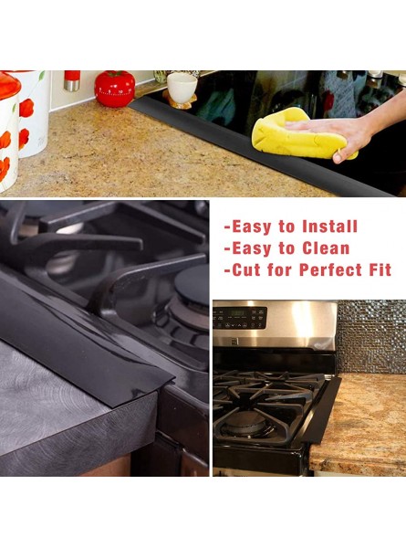 Sinonome Stove Counter Gap Cover-Flexible Easy Clean Heat Resistant Gap Cap Fillers Seals Spills Between Appliances Furniture Stovetop Oven Washer & Dryer 2 Pack Black 21'' - YLBVY31D