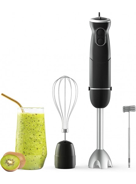 500W Immersion Hand Blender 3 in 1 6-Speed Electric Stick Handheld Blender with Turbo Function Include Stainless Steel Whisk Milk Frother Attachments Black - GOCLQQTN