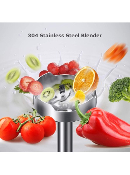Bonsenkitchen Hand Blender 5-in-1 Stainless Steel Hand Immersion Blender 800W Stick Blender with Beaker & Food Processor Stainless Steel Blade Whisk for Egg Smoothies Soups Sauces HB8005 Red - WPYBYBMD