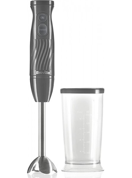 Breville Flow Hand Blender | Powerful 500W Stick Blender | 500ml Beaker with Storage Lid | Slate Grey [VHB187 ] - ILAQNEX8