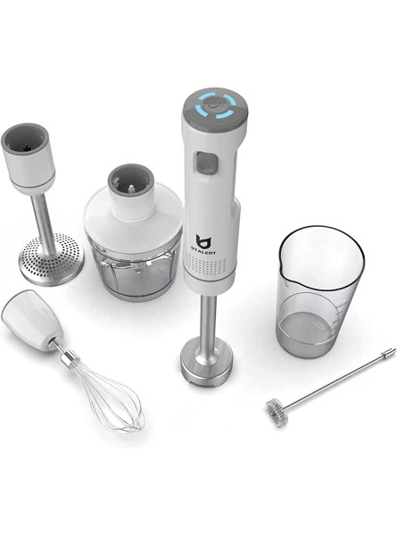 Cordless Rechargeable Hand Blender Variable Speed immersion Blender with 500ml Food Grinder BPA-Free 600ml Container,Milk Frother,Egg Whisk ,Puree Infant Food Smoothies Sauces and Soups White - IYKHR18V