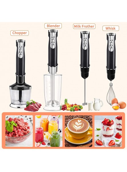 Hand Blender Multi-Purpose 5 in 1 800W Electric Stick Blender Set 9-Speed + Turbo Button Light Weight Immersion Blender with 500ml Chopping Bowl Milk Frother Egg Whisk and 600ml Beaker - XHNQKNEP