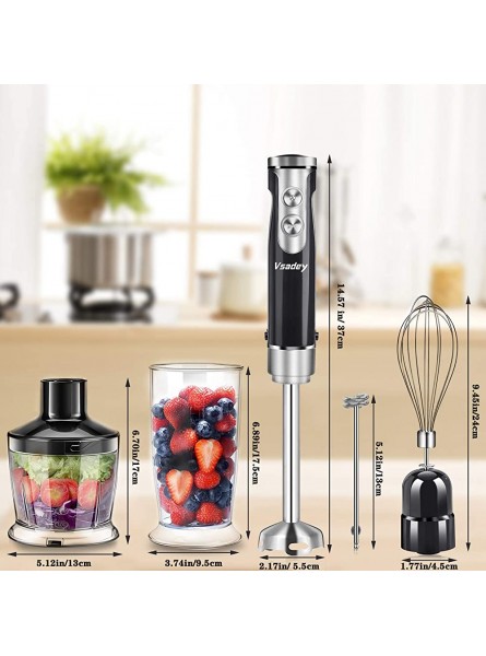 Hand Blender Multi-Purpose 5 in 1 800W Electric Stick Blender Set 9-Speed + Turbo Button Light Weight Immersion Blender with 500ml Chopping Bowl Milk Frother Egg Whisk and 600ml Beaker - XHNQKNEP