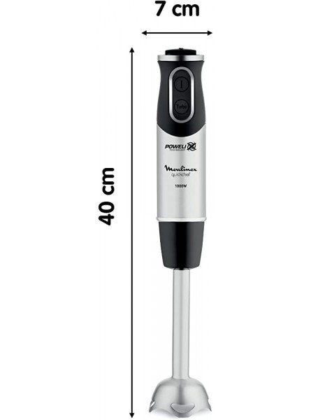 Moulinex QuickChef DD6578 1000W Hand Blender with 10 Speed Turbo Regulator with 2 Accessory for Chopper Chopper and Glass Meter Spatter-proof Dome Steel - INLH0I34