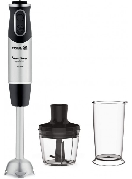 Moulinex QuickChef DD6578 1000W Hand Blender with 10 Speed Turbo Regulator with 2 Accessory for Chopper Chopper and Glass Meter Spatter-proof Dome Steel - INLH0I34