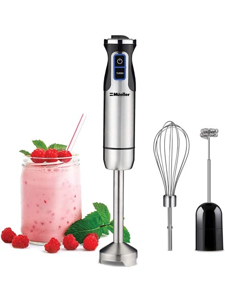 Mueller Ultra-Stick 500 Watt 9-Speed Immersion Multi-Purpose Hand Blender Heavy Duty Copper Motor Brushed 304 Stainless Steel With Whisk Milk Frother Attachments - ZXNTSO0U
