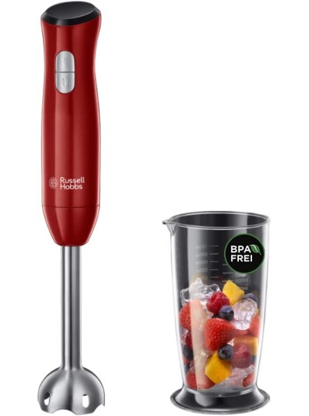 Russell Hobbs Hand blender Desire 2 speed settings dishwasher safe mix measuring cup 700 ml BPA-free chopper blender for smoothies soups yoghurt sauces baby food 24690-56 red black - GJJNKEGY
