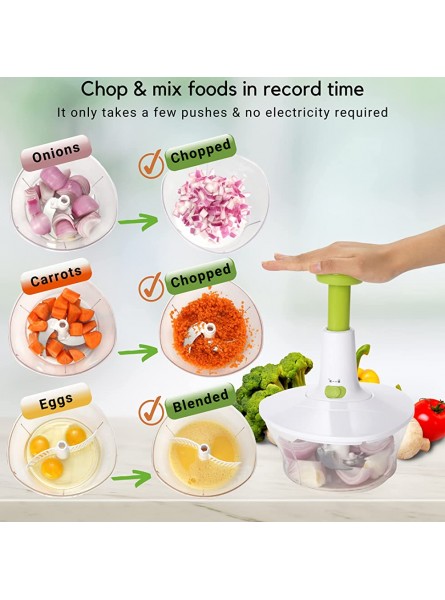 Brieftons Express Food Chopper: 1.6-Litre Quick Manual Hand Held Chopper Mixer to Chop Vegetables Fruits Nuts Garlic Onion Chopper for Salsa Salad Pesto Coleslaw Puree Indian Cooking - YQFYHYBY