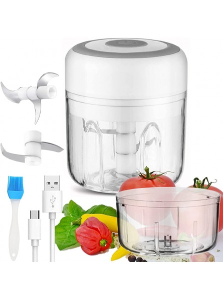 JasCherry 2 Pcs Mini Food Chopper Electric Upgraded Electric Garlic Mixer with USB Charging & Brush Portable Small Food Processor for Baby Food Pepper Fruit Chili Vege Meat Grinder250 +100 ml - REVK25KI