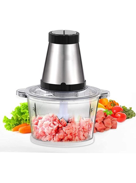 Mibee Stainless Steel Chopper 500W Large Capacity Food Processor 4 Blade Kitchen Food Chopper BPA Free [Energy Efficiency Class A+++] glass 2L - EMFDF7SS