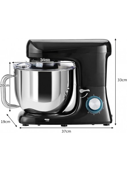 GiantexUK 1400W Stand Mixer Stainless Steel Food Mixer with Dough Hook Beater and Mixing Bowl 6 Speeds Kitchen Electric Mixing Machine Black - GZDCB7K8