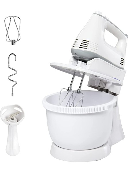 HOMCOM 300W Stand Mixer Hand Blender with 6 Speed Electric Hand Whisk 3.4 Litre Mixing Bowl Whisk Dough Hooks and Beater Tilt-Head Stainless Steel - MIRS4JVD