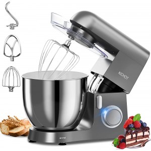 KICHOT Stand Mixer All Metal 6 Speed Food Mixer 1800W for Baking Kitchen Electric Mixer 10L with Mixing Bowl Dough Hook Mixer Splash Guard Whisk Beater and Flat Beater Grey - QLBXAD1M
