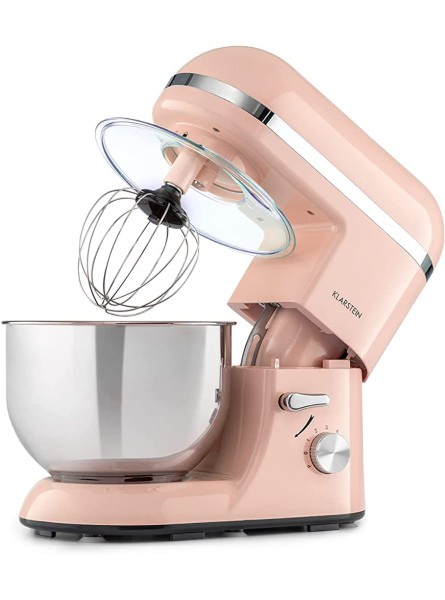 Klarstein Food Mixer Electric Stand Mixer for Baking w  Dough Hook Mixing Hook Whisk 6 Speeds Pulse & Planetary Mixing Functions 5L Stainless Steel Bowl 1300W 1.7HP Kitchen Mixers Pink - EEZKEI9J