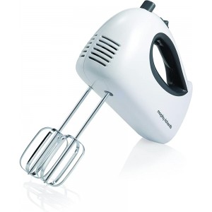 Morphy Richards 400510 Hand Mixer Electric Whisk with 2 Stainless Steel Beaters 5 Speed Selection with Turbo Boost Button Ejection Button 250 W White - YQYPAJ86
