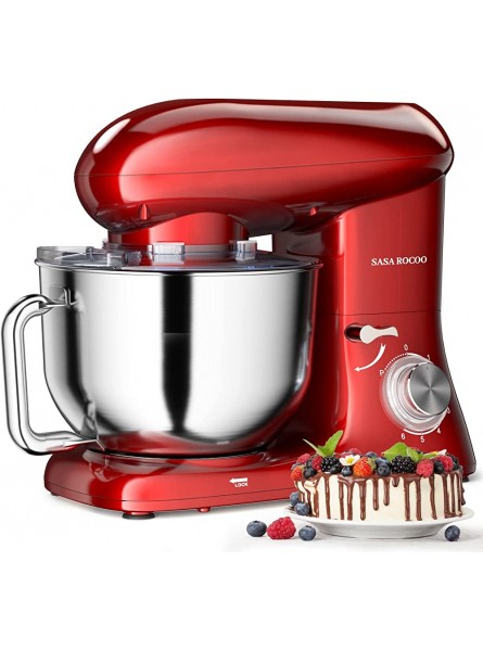 SASA ROCOO Stand Mixer 660W 6+P Speed Tilt-Head Electric Kitchen Mixer with 7.5 Qt Stainless Steel Bowl Beater Dough Hook Whisk Beater for Baking Bread Cake Pizza，Dishwasher Safe Red - ERLA2SSJ