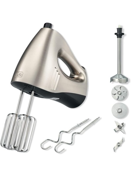 Solis Hand & Stick Mixer 8371 Hand Mixer & Stick Blender Whisks Dough Hooks Blender Wand and Accessories Included 16 Speed Levels Metalic Design - CYWR5QAK
