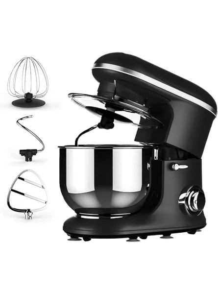 Stand Mixer EA ARENA Kitchen Food Mixer Mchines Dough Blender 6 Speed 1200W Electric Cake Mixer with 5.5L Bowl Mixing Beater Hook Whisk Dust Cover Anti-slip suction Feet Black - MWCWTYOX