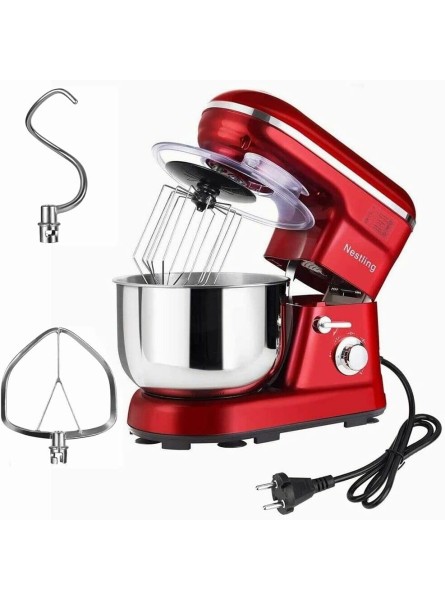 Stand Mixer Nestling EU 1200W with 5L Mixing Bowl 5 Speed Tilt-Head Kitchen Electric Mixer Dough Hook Whisk Beater for Wheaten Food Salad Cake Red - TZURTOEK