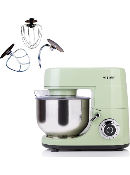 Vitinni Stand Mixer | 6L Stainless Steel Bowl | Digital Timer | Includes Whisk Flat Beater & Dough Hook | Easy Dial Control | Splash Guard Included | Te Verde - LYUTKQ67