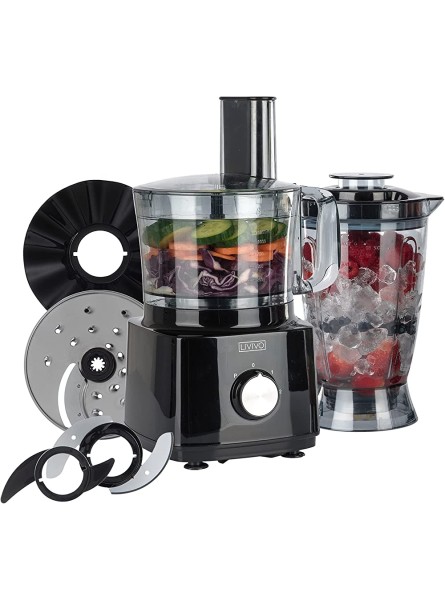 LIVIVO Electric 750w Multifunctional Food Processor & Juicer Blender With 2L Mixing Bowl –Chopper Shredder Slicer Emulsifying Slicing Grating Discs Dough Attachments 2 Speed Pulse Control Black - DGDT6IO6