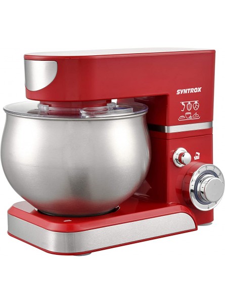 Syntrox Germany KM-5.0L Basic Red Food Processor Kneading Machine Stainless Steel Container 5 Litres Red - GOUM3UEI