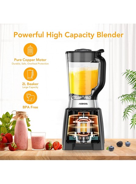 Blender Jug Smoothie Maker Electric BC2 Acekool Presets 2L Led Display Time Function Speed Control Ice Crusher BPA-free 1500W Low Voice 25,000 RPM - HHNFK9XP