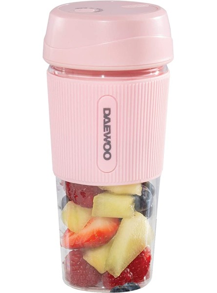 Daewoo SDA1946 50W Portable Rechargable Blender with 300ml Capacity and Drinking Lid Included,1200mh Built-in Battery Lasts Up to 6-10 Cycles Perfect for Smoothies and Juices On The Go Pink - PRLN6TGQ