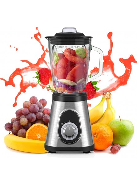 Food Blender Smoothie Maker for Home and Kitchen 1.5L Large Capacity Tempered Glass Jug Blenders BPA-Free 700W and Detachable 6 Blades with 2 Speeds Setting and Pulse for Ice Crusher - DVMR50RU
