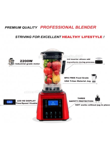 Jrechio Blender Smoothie Maker Jug Blender Smart Blender Juicer Professional Commercial for Vegetables And Fruit Smoothie Maker Blender Food Processor 45000RPM 2200W Black zhengqiang Color : Red - QNTF7O5X