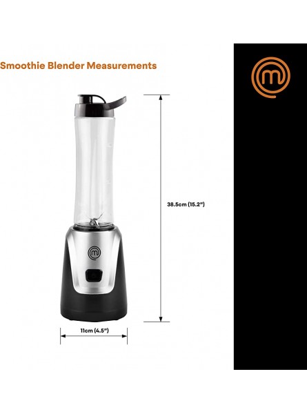 MasterChef Smoothie Maker with 2 x 600ml Portable Sports Bottles Blender for Smoothies Protein Shakes Milkshakes Fruit Juice & Frozen Drinks Plastic 200 W Black - HMYDTQYP