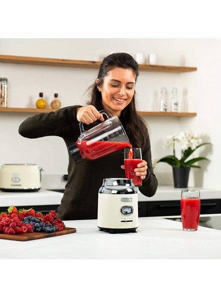 Westinghouse Retro Food Blender 600 Watt Liquidiser Blender for Kitchen Smoothie Maker with 1.5 L Glass Jug Mixer Blender For Milkshake Soup Fruit Juice & Smoothies Cream - XUNJYEFU