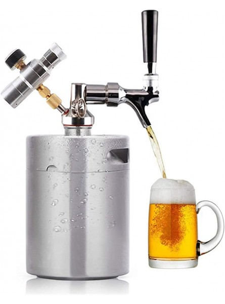 Beer Dispenser Mini Keg Pressurized Beer Keg System Stainless Steel Mini Growler Keg Adjustable Beer Tap Faucet Premium Charger Kit Brewing Color : 2L - ALVKIJVM