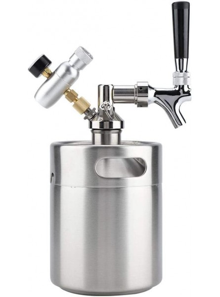 Beer Keg,2L Keg Mini Stainless Steel Beer Keg with Faucet Pressurized Home Brewing Craft Beer Dispenser System for Fermenting Storing Dispensing Craft Beer - VBQLRA84